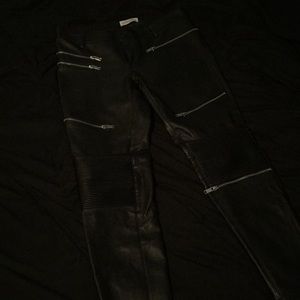 Zara leather moto pants